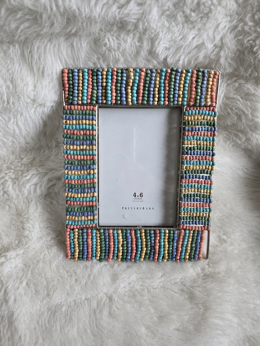 Pottery Barn Multicolor Beaded Picture Frame - Pastel 4x6